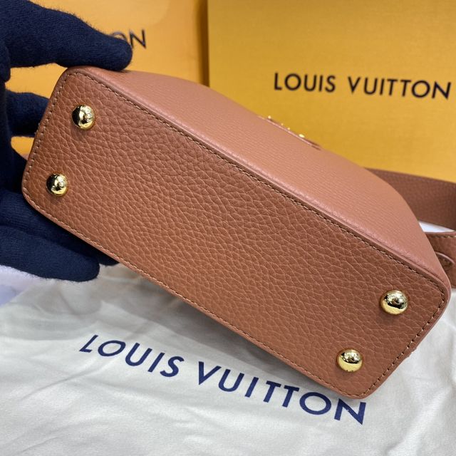 Louis vuitton original calfskin capucines mini handbag N99387 caramel