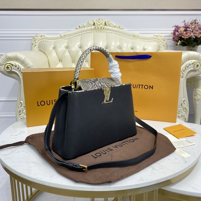 Louis vuitton original calfskin capucines pm handbag N95383 black