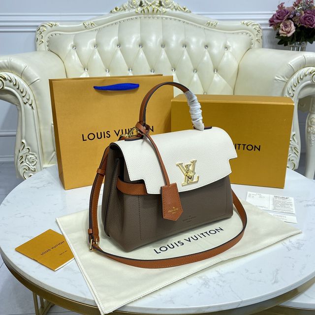 Louis vuitton original calfskin lockme ever BB handbag M56645 apricot&blue