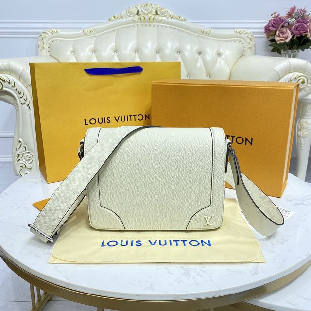 Louis vuitton original calfskin new flap messenger bag M30809 white