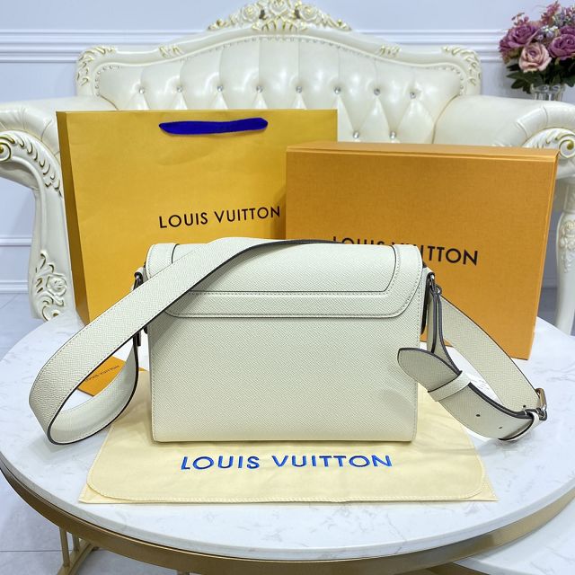 Louis vuitton original calfskin new flap messenger bag M30809 white