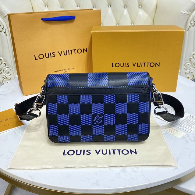 Louis vuitton original calfskin studio messenger bag N50037 blue