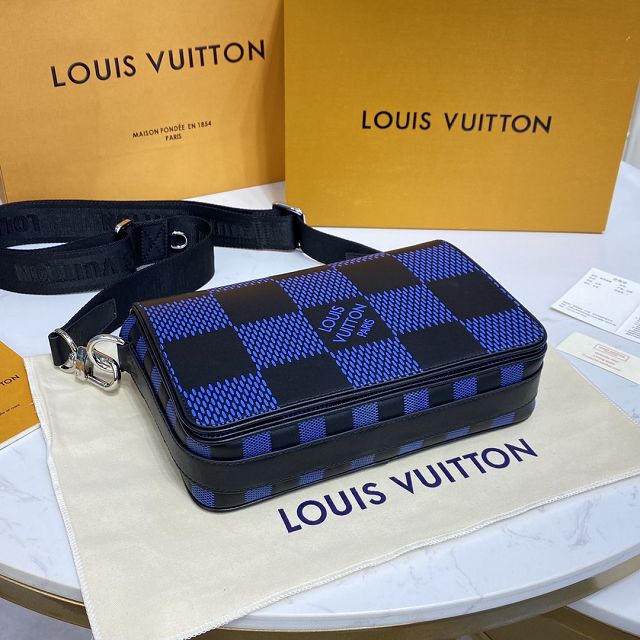 Louis vuitton original calfskin studio messenger bag N50037 blue