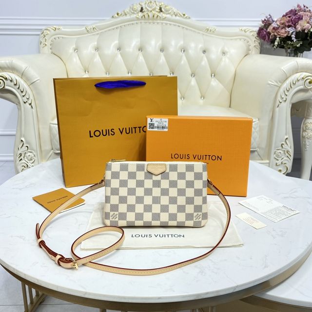 Louis vuitton original damier azur double zip pochette N60460