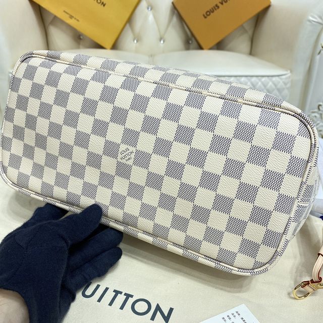 Louis vuitton original damier azur neverfull mm N41605 pink