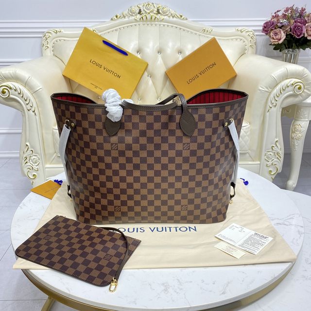 Louis vuitton original damier ebene neverfull gm N41357 red