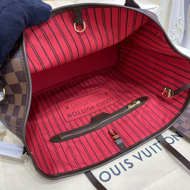 Louis vuitton original damier ebene neverfull mm N41358 red