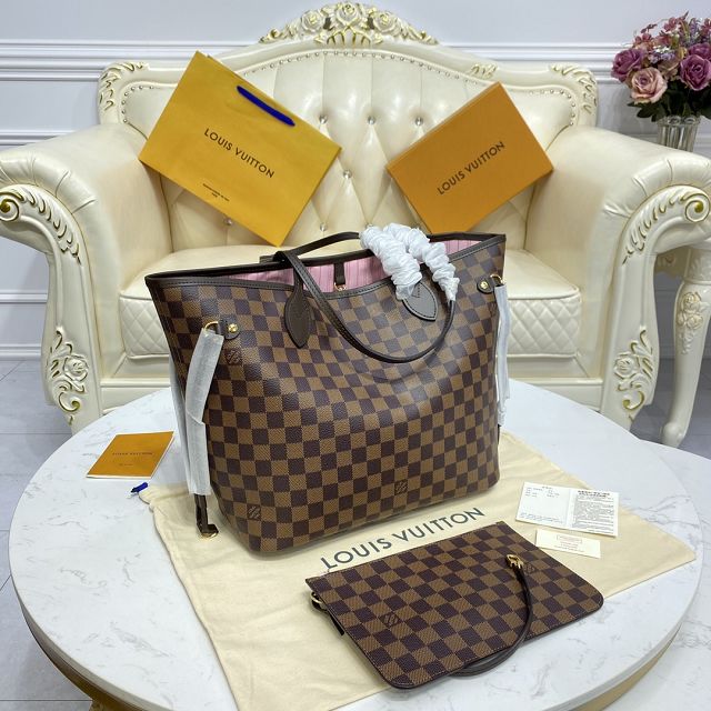 Louis vuitton original damier ebene neverfull mm N41603 pink