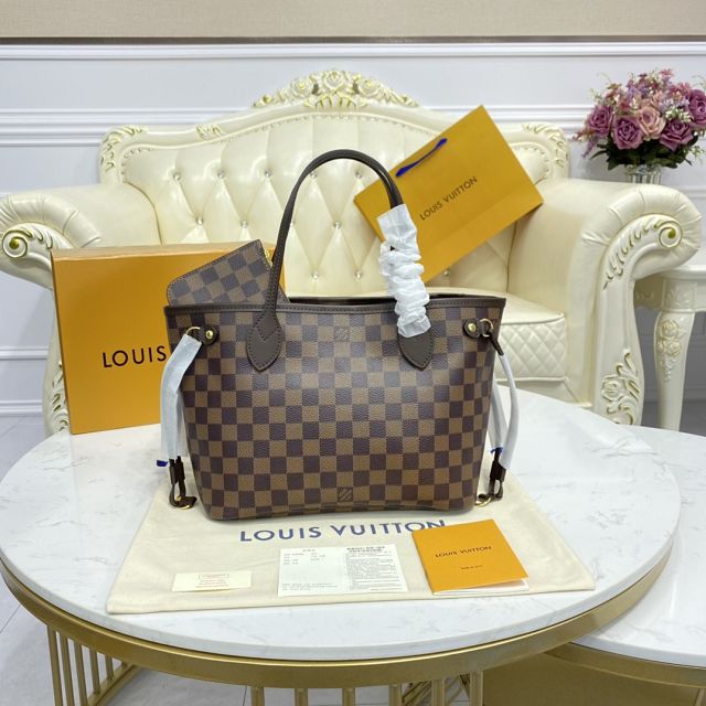 Louis vuitton original damier ebene neverfull pm N41359 red