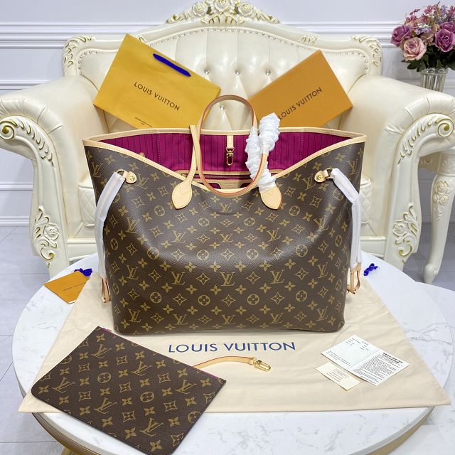 Louis vuitton original monogram canvas neverfull gm M41180 rose red