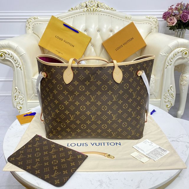 Louis vuitton original monogram canvas neverfull gm M41180 rose red