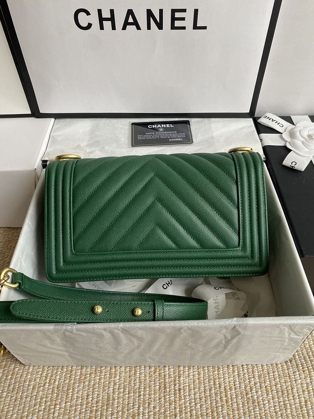 CC original fine grained calfskin medium boy handbag A67086-2 green