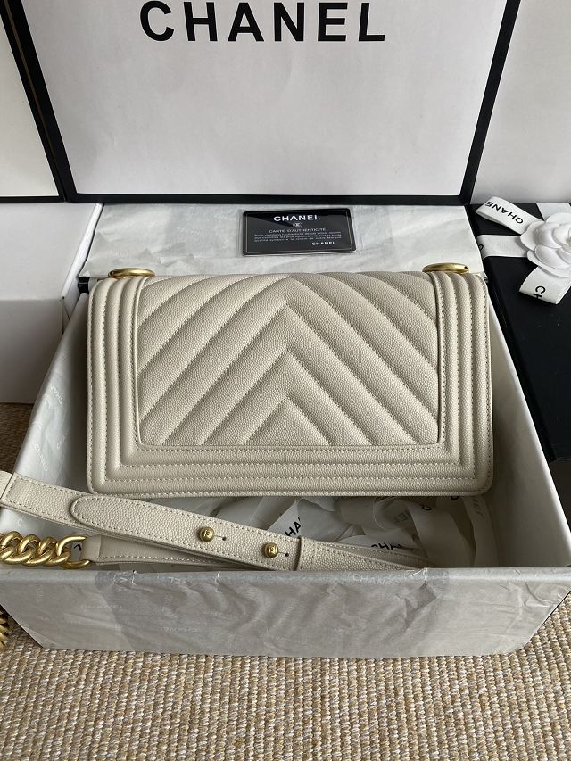 CC original fine grained calfskin medium boy handbag A67086-2 white