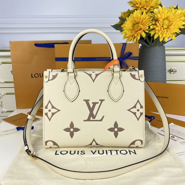 Louis vuitton original embossed calfskin onthego pm M45658 white