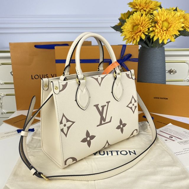 Louis vuitton original embossed calfskin onthego pm M45658 white