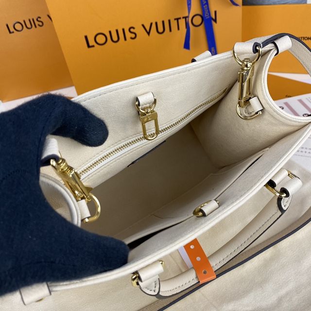 Louis vuitton original embossed calfskin onthego pm M45658 white