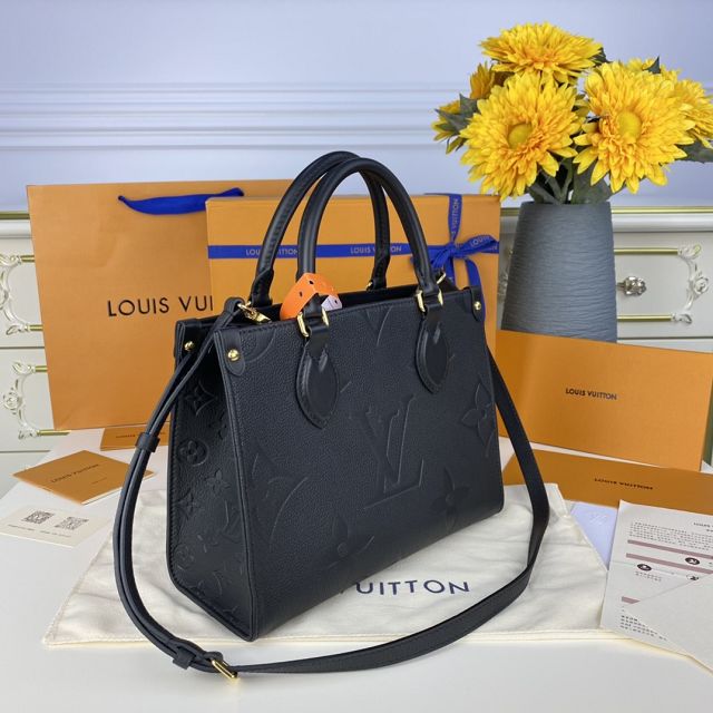 Louis vuitton original embossed calfskin onthego pm M45661 black