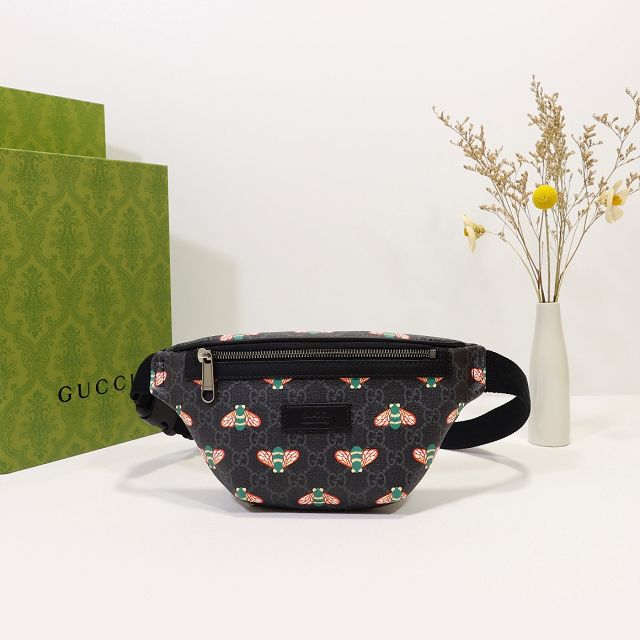 GG original canvas bestiary belt bag with bees 675181 black