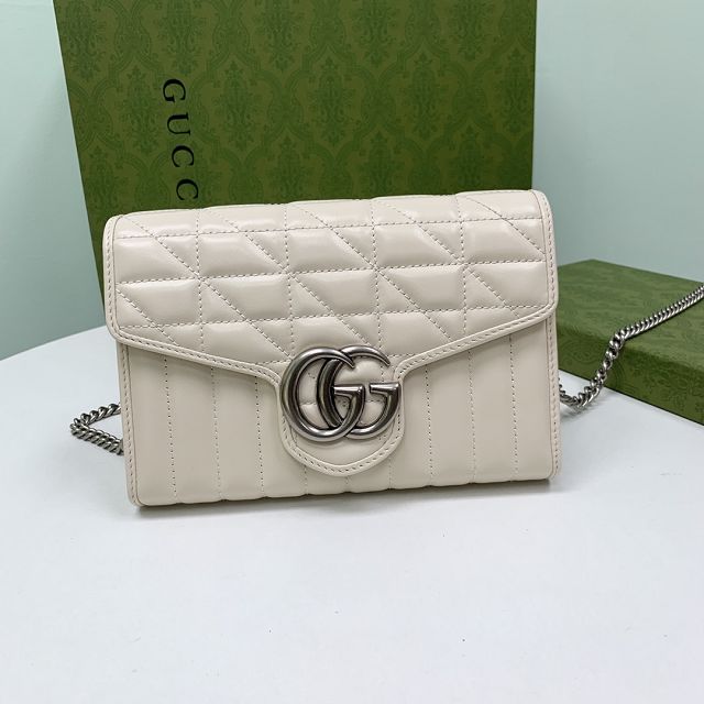 GG original calfskin marmont mini bag 474575 white