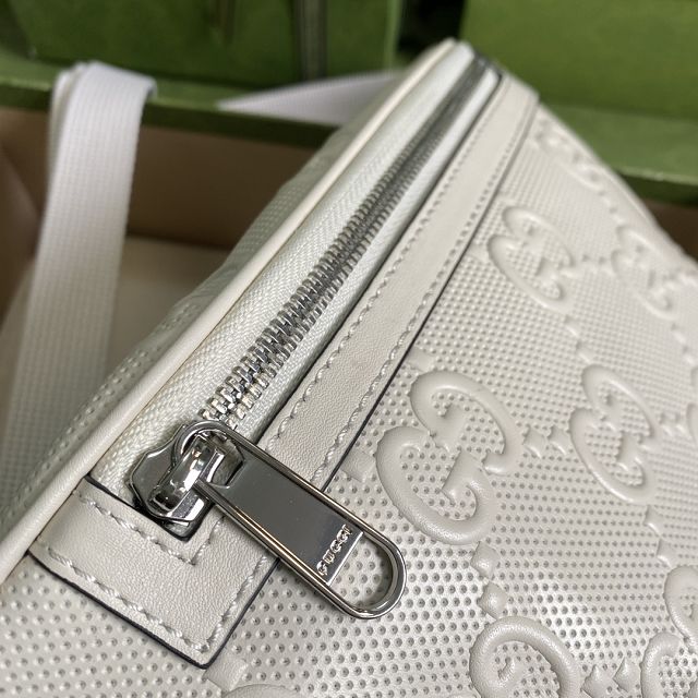 GG original embossed calfskin belt bag 658582 white