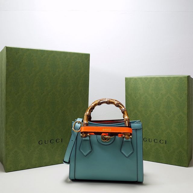 2022 GG original calfskin diana mini tote bag 655661 blue