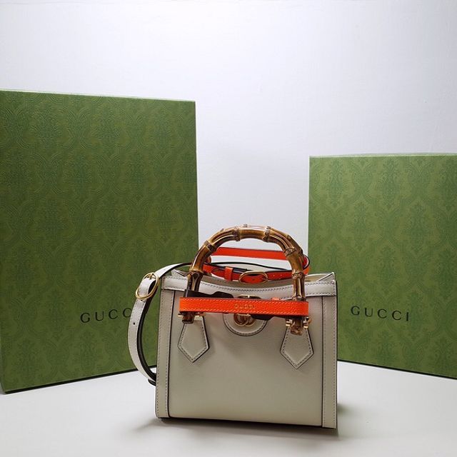 2022 GG original calfskin diana mini tote bag 655661 white