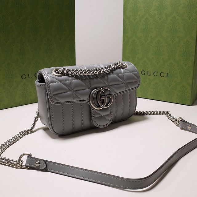 2022 GG original calfskin marmont mini bag 446744 grey