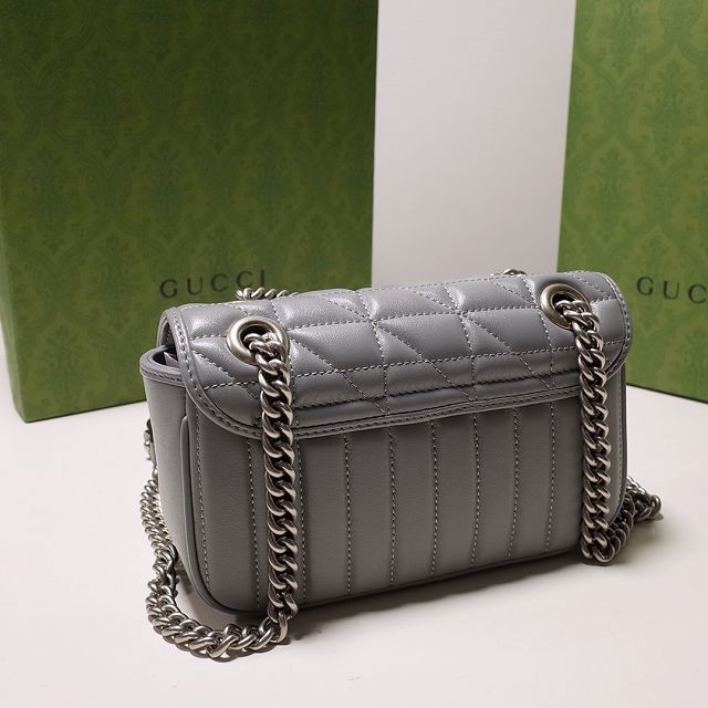 2022 GG original calfskin marmont mini bag 446744 grey