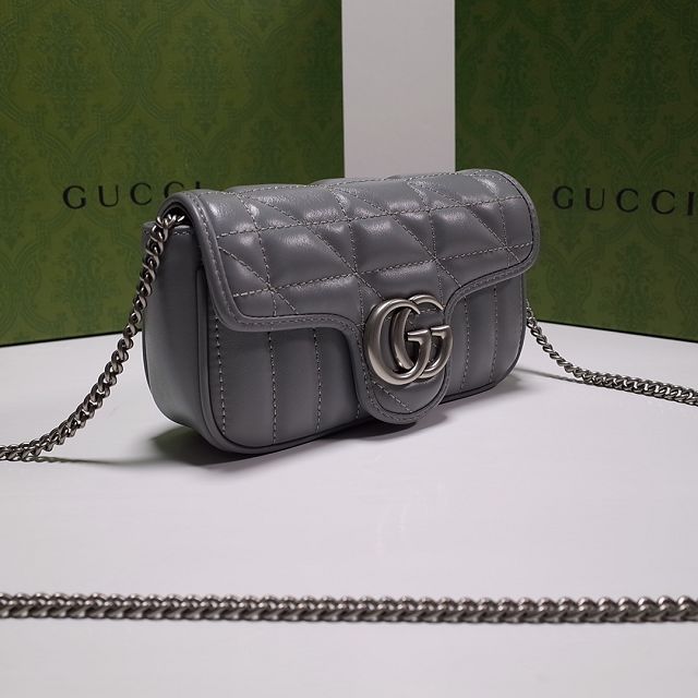 2022 GG original calfskin marmont super mini bag 476433 grey