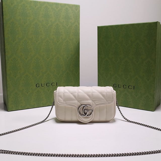 2022 GG original calfskin marmont super mini bag 476433 white