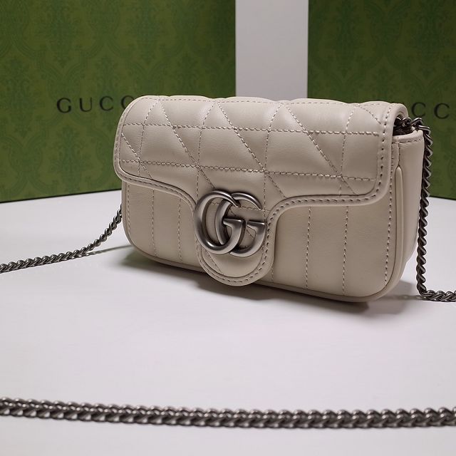 2022 GG original calfskin marmont super mini bag 476433 white