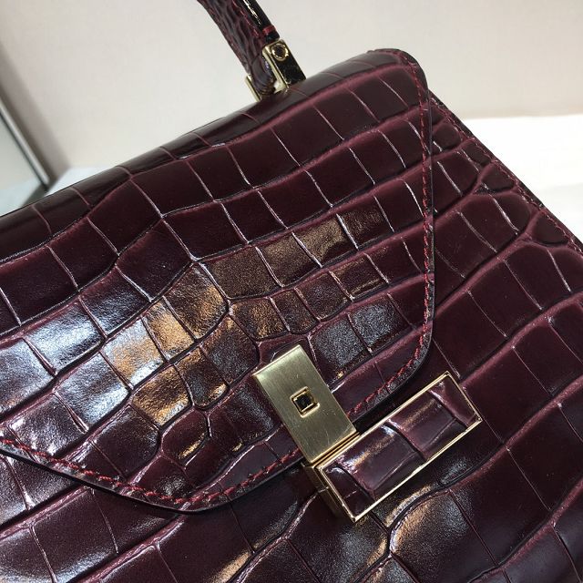 Valextra original crocodile calfskin iside mini bag 36028 burgundy