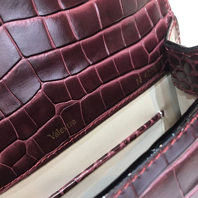 Valextra original crocodile calfskin iside mini bag 36028 burgundy