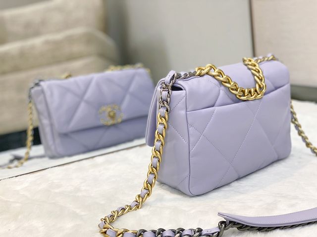 CC original calfskin small 19 flap bag AS1160 light purple