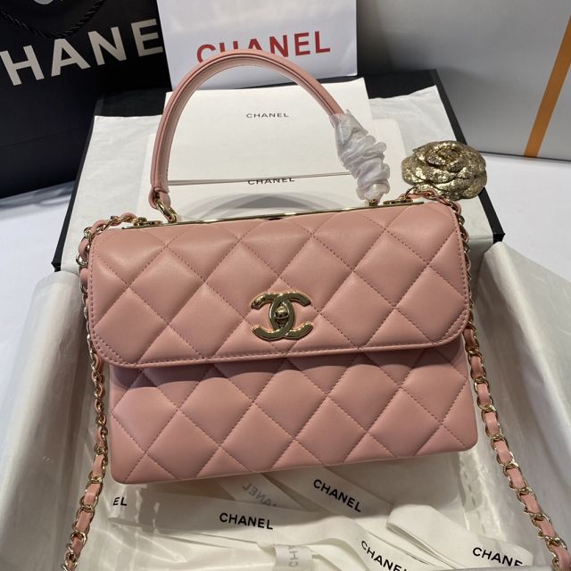 CC original lambskin top handle flap bag A92236 pink