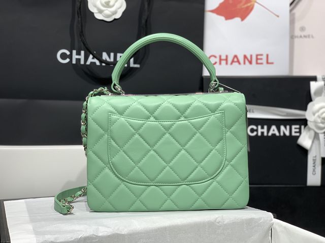 CC original lambskin top handle flap bag A92236 light green