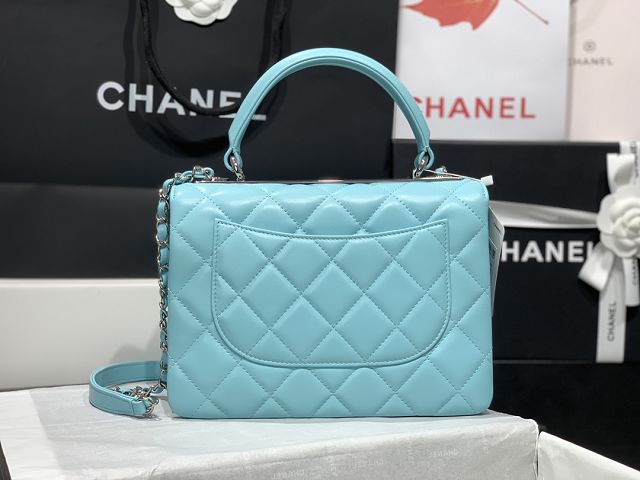 CC original lambskin top handle flap bag A92236 sky blue