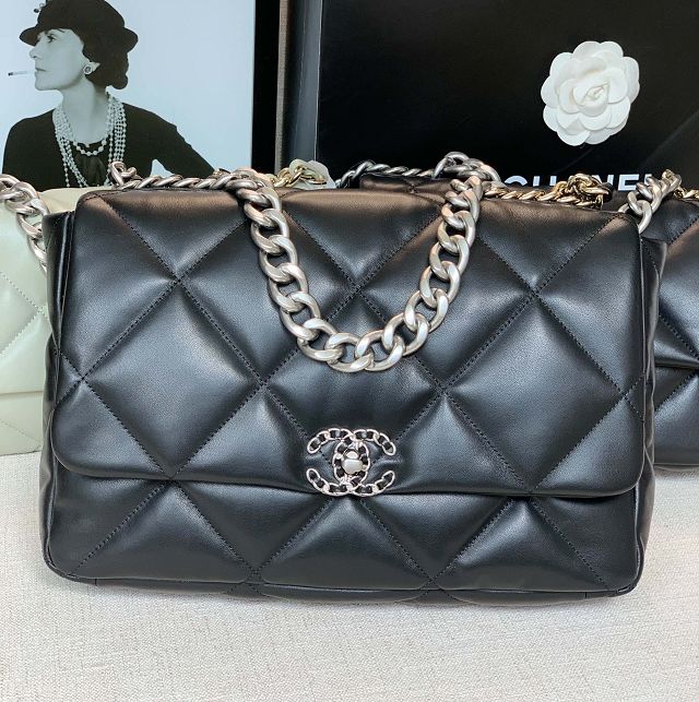 CC original lambskin 19 large flap bag AS1162 black