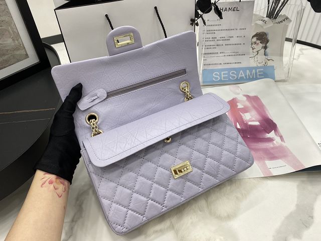 CC original calfskin 2.55 flap handbag A37586 light purple