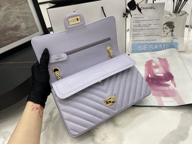 CC original calfskin 2.55 flap handbag A37586-2 light purple