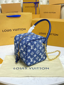 Louis vuitton original denim textile square bag M59611 blue