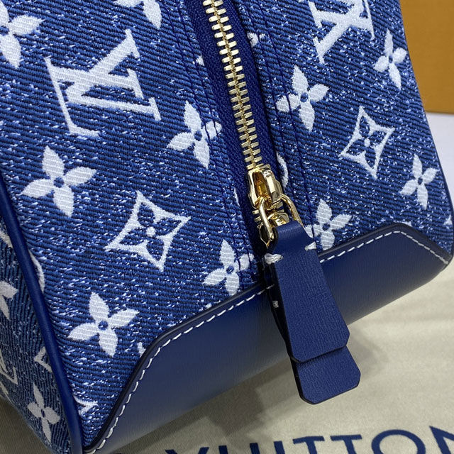 Louis vuitton original denim textile square bag M59611 blue