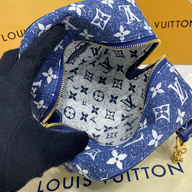 Louis vuitton original denim textile square bag M59611 blue