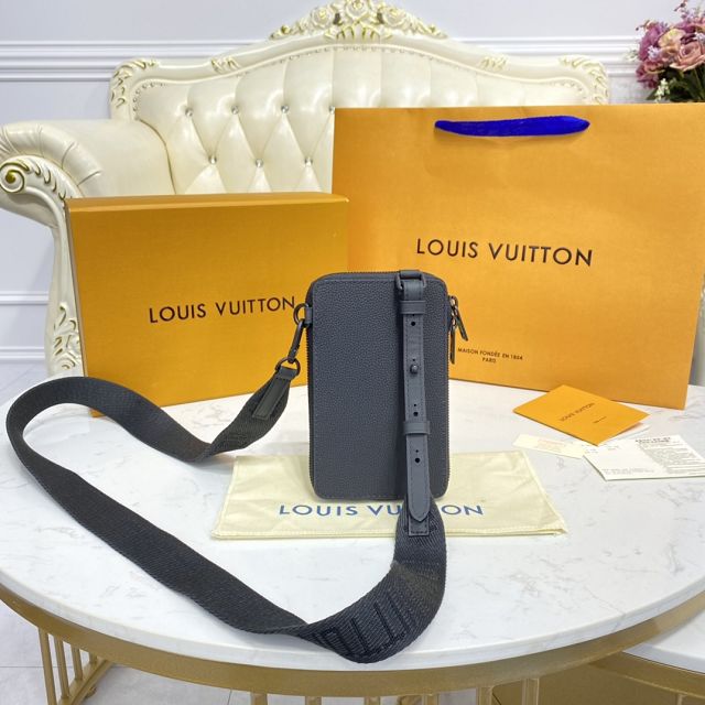 Louis vuitton original calfskin  aerogram phone pouch M57089 black