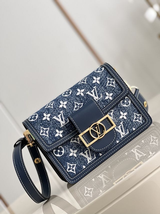 Louis vuitton original denim dauphine pm M59716 blue