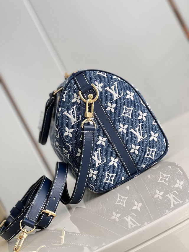 Louis vuitton original denim speedy 25 bag M59609 blue