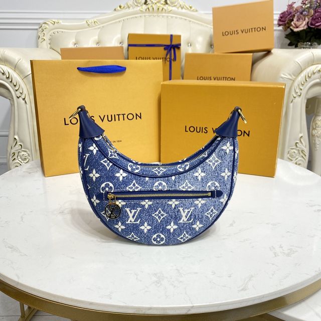 Louis vuitton original denim textile loop handbag M81166 blue