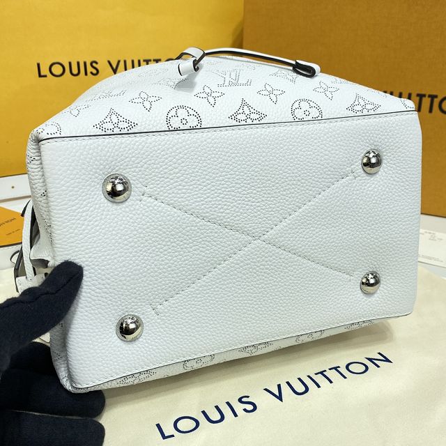 Louis vuitton original mahina leather muria bucket bag M59554 white