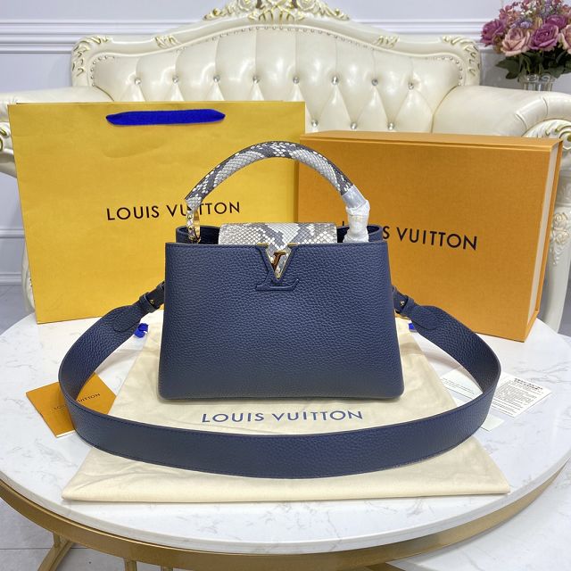 Louis vuitton original calfskin capucines BB handbag M53963 navy blue