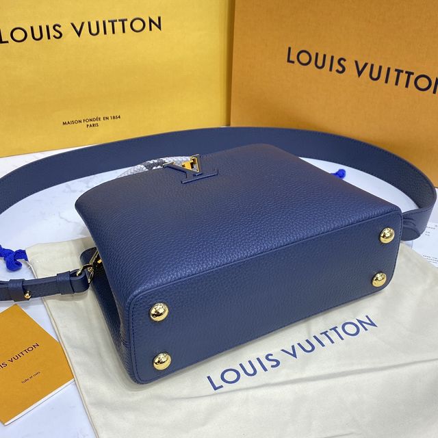 Louis vuitton original calfskin capucines BB handbag M53963 navy blue